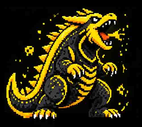 RYŪZILLA roaring in pixel art